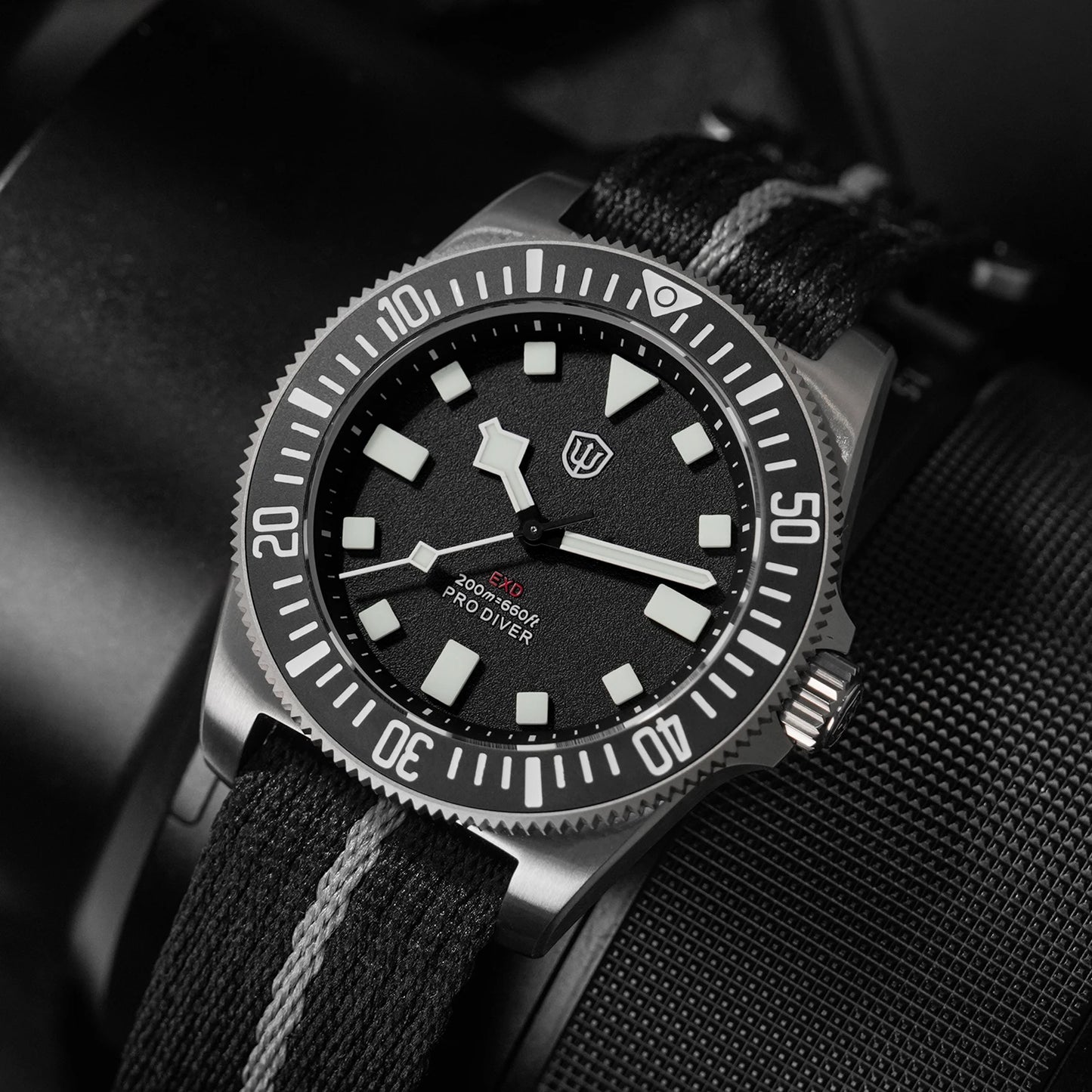 Watchdives EXD 40mm Titanium Dive Watch VH31 Sweep Second Movt Sapphire BGW9 Lume 200M WR Ceramic Bezel Interchangeable Strap