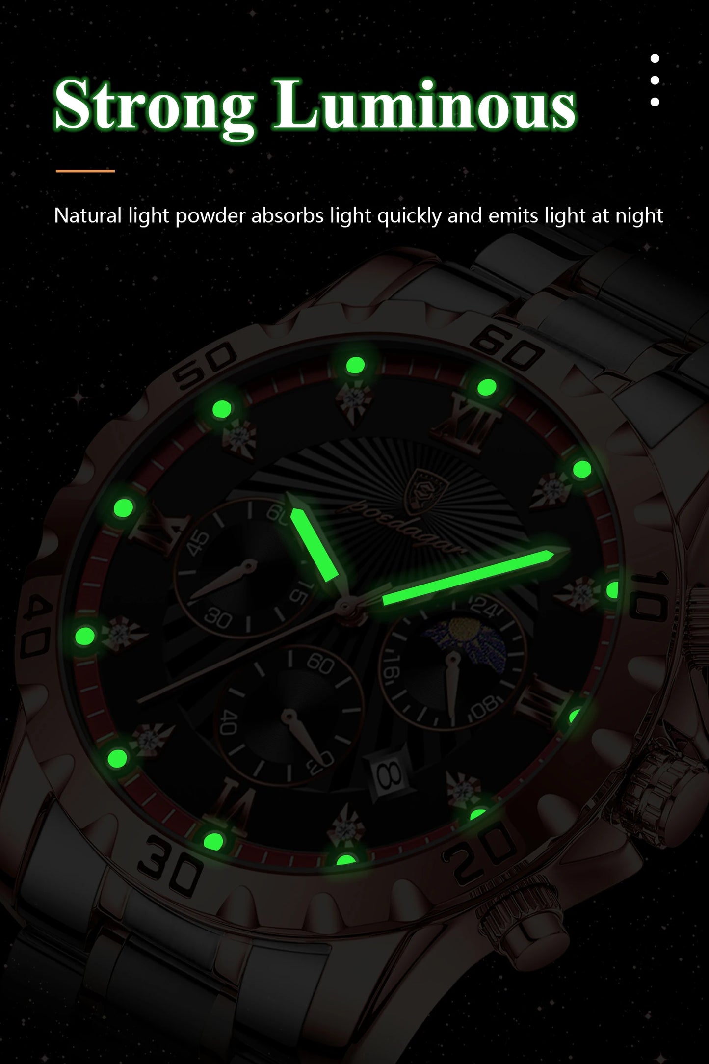 POEDAGAR Luxury Sports Watches For Men Stainless Steel Chronograph Date Man Watch Waterproof Luminous Fashion Men's Quartz Watch