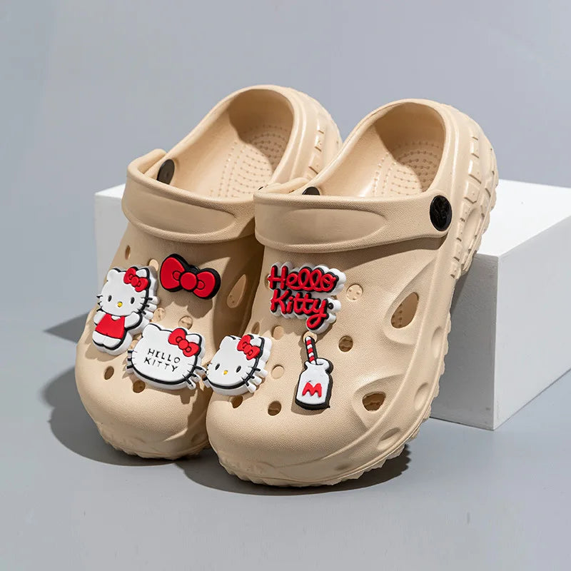 Sanrio Hello Kitty Girl Garden Shoes Sandal Beach Shoes Cartoon Anime Summer Slippers Fashion Nonslip Parentchild Soft Sole Shoe