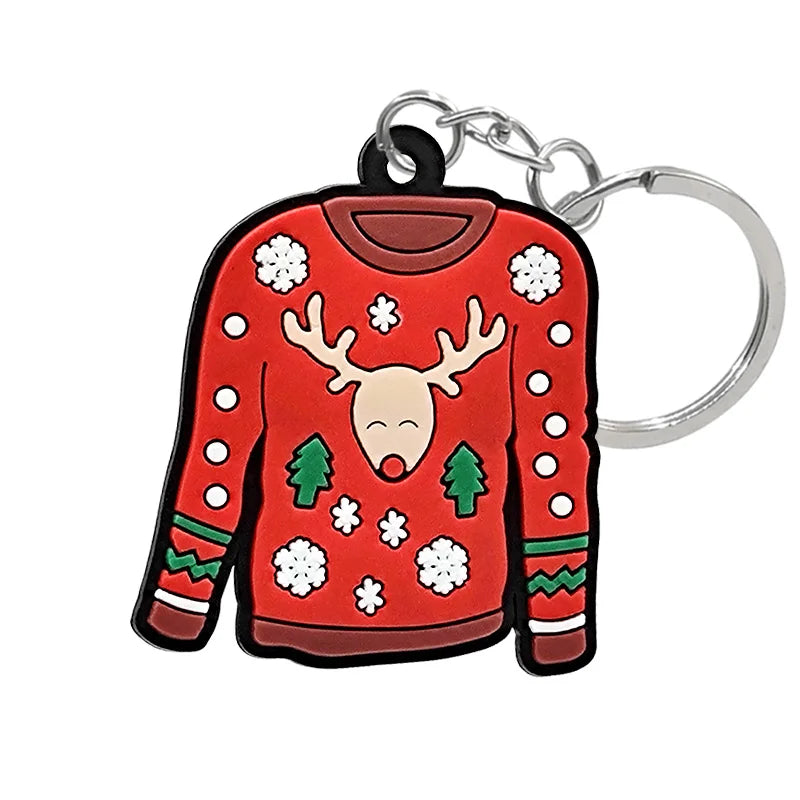 1-100PCS Christmas Style Keychain Santa Claus Key Holder Festive Women Men Keyring Christmas Family Gift Car Key Accessories