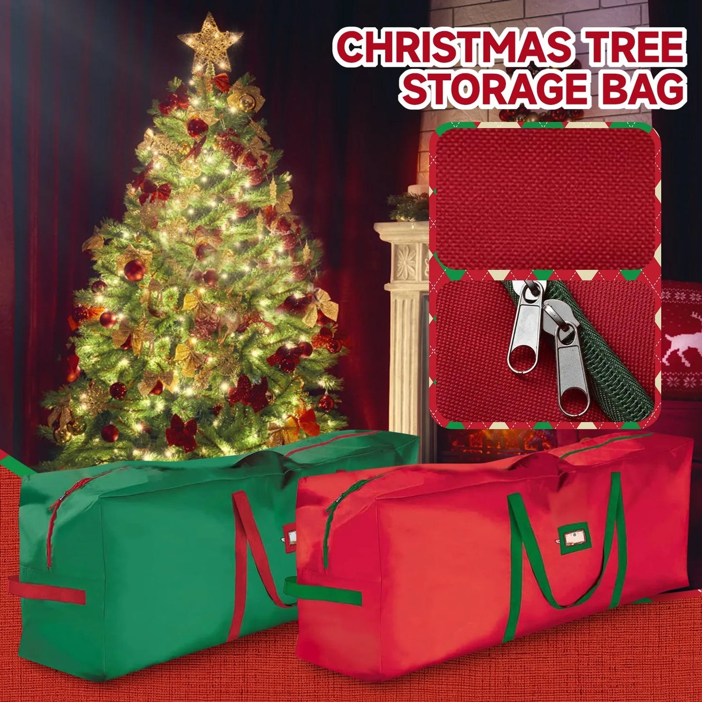 Large Christmas Tree Bag Storage Tub High xmas Tree Decoration Wreath Storage Box Handles Waterproof And Durable Home Organizer