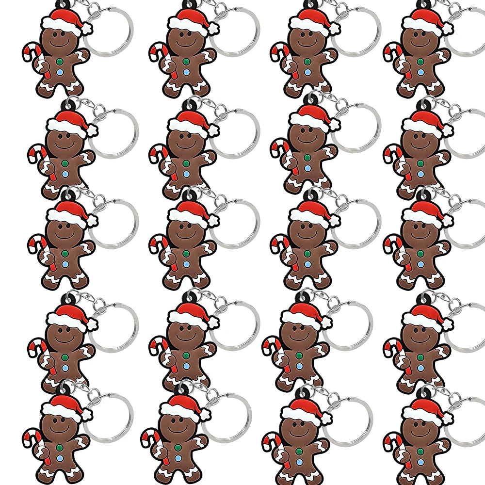 1-100PCS Christmas Style Keychain Santa Claus Key Holder Festive Women Men Keyring Christmas Family Gift Car Key Accessories