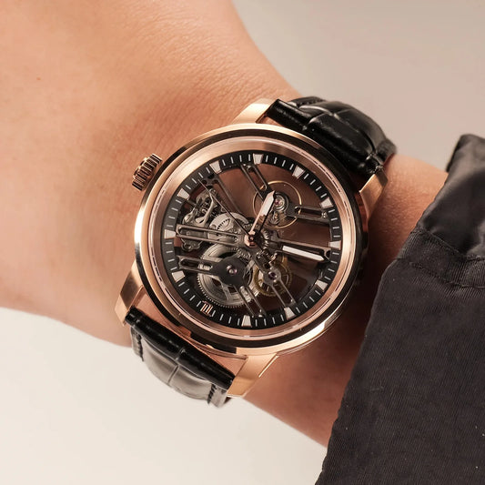 OBLVLO Men Automatic Watch 42MM Fashion Watches Mechanical Wristwatch 5AMT Waterproof Sapphire Luminous Skeleton Dial