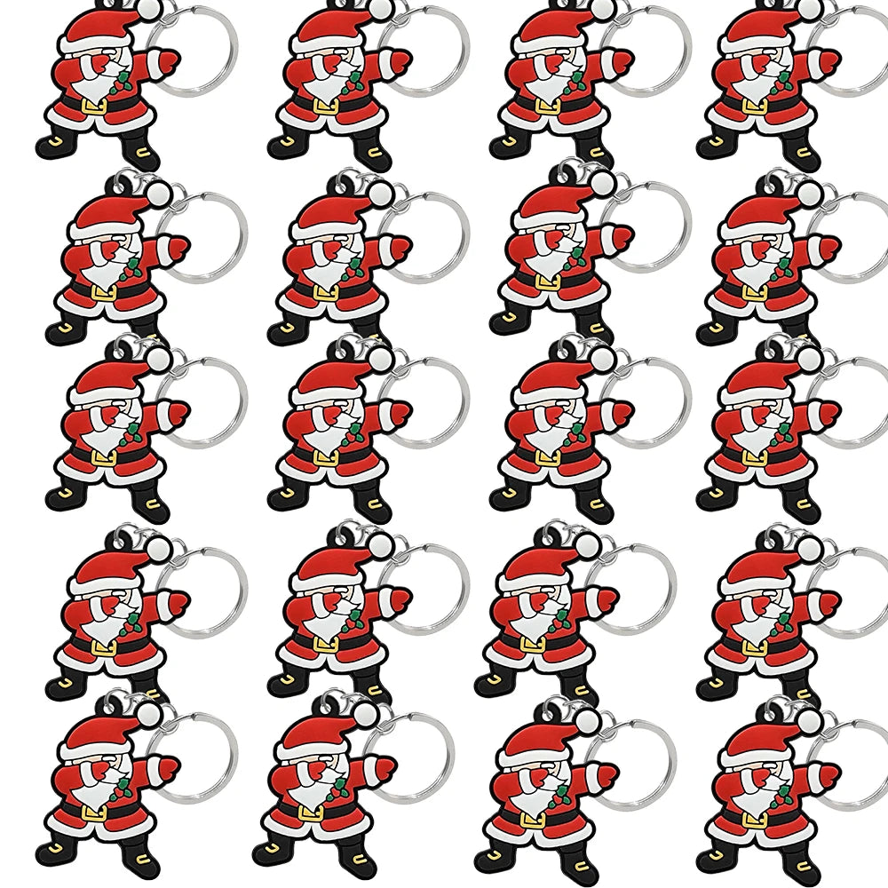 1-100PCS Christmas Style Keychain Santa Claus Key Holder Festive Women Men Keyring Christmas Family Gift Car Key Accessories
