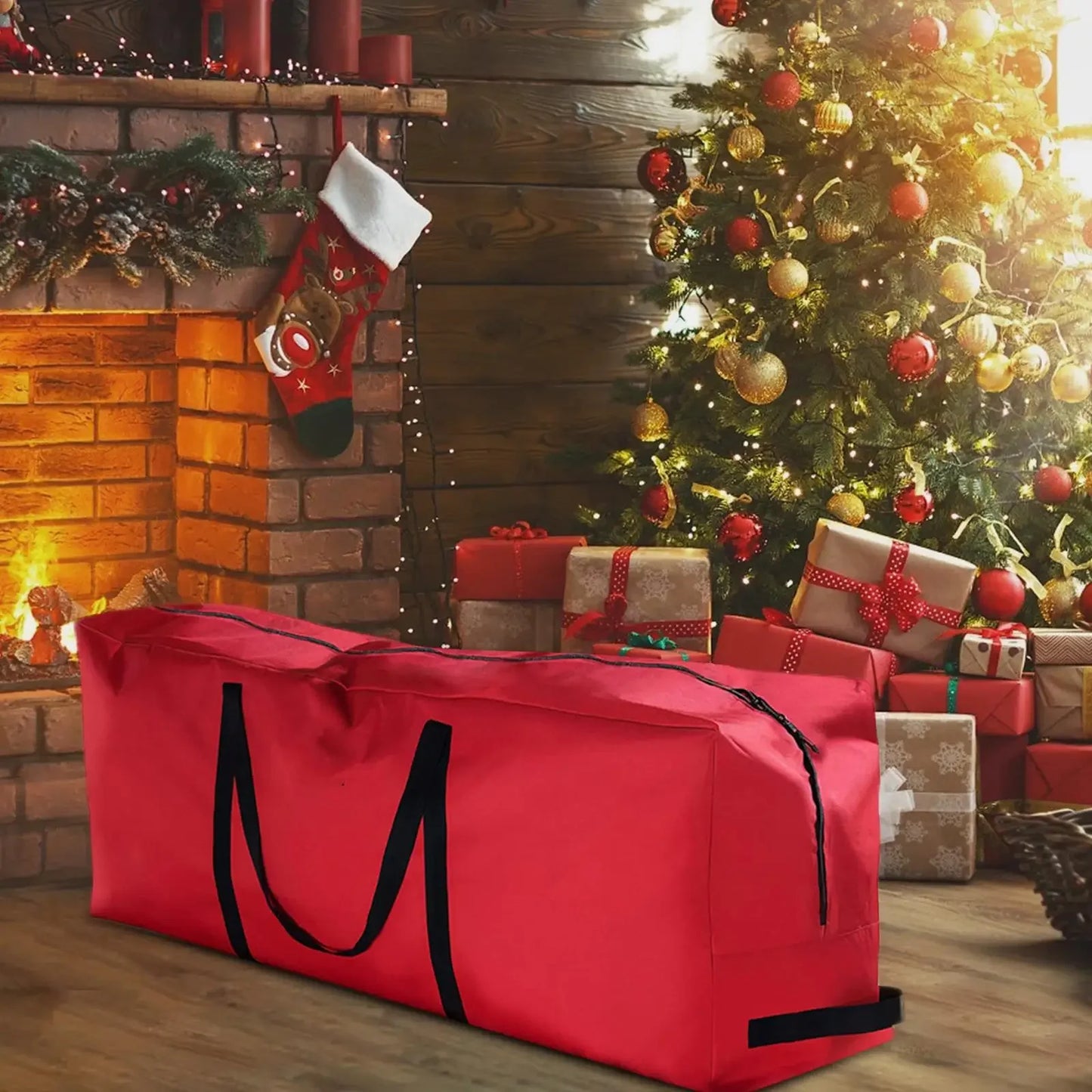 Foldable Christmas Tree Bag, 210D Oxford Cloth Xmas Bag , Ideas Christmas Tree Storage Solution for Tree & Wreath & Decoration