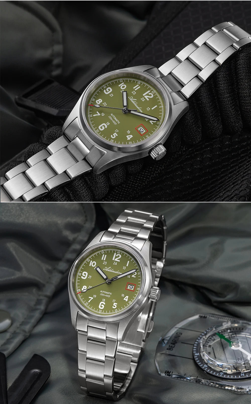 ADDIESDIVE Mechanical Watches New AD2070  Leather Strap BGW9 Super Luminous Sapphire 39mm Watches 20Bar Waterproof Reloj Hombre