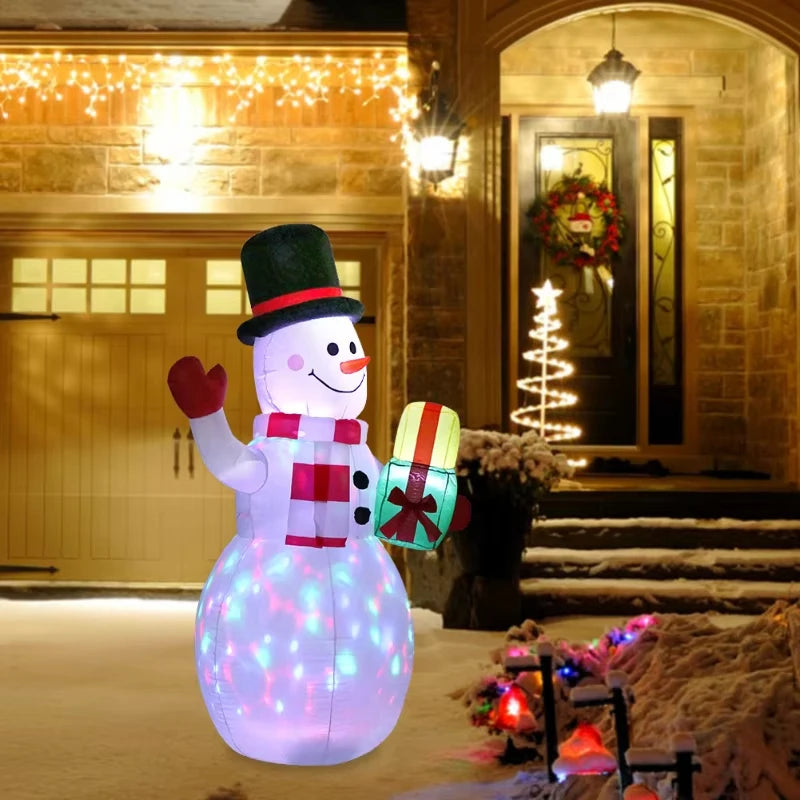 1.5m Christmas Inflatable Snowman Airblown Decor with LED Light Christmas Outdoor Courtyard Garden Doorway Ornaments Party Props