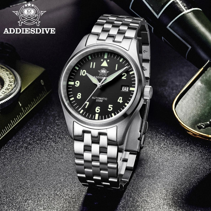 ADDIESDIVE Watches For Men Luxury Business Leisure Automatic Mechanical Men's Watch Fluorescent Waterproof 8215 316L Stainless