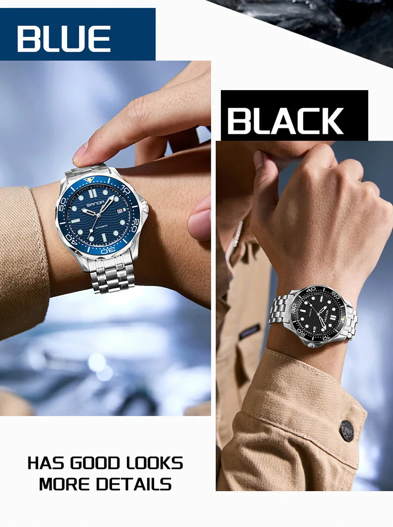 SANDA 2025 New Advanced Mechanical Watch Men's Waterproof Calendar Night Light Rotating Timing Circle Business Sports Watch