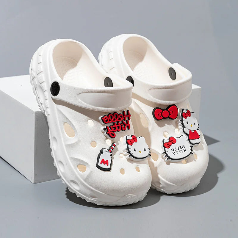 Sanrio Hello Kitty Girl Garden Shoes Sandal Beach Shoes Cartoon Anime Summer Slippers Fashion Nonslip Parentchild Soft Sole Shoe