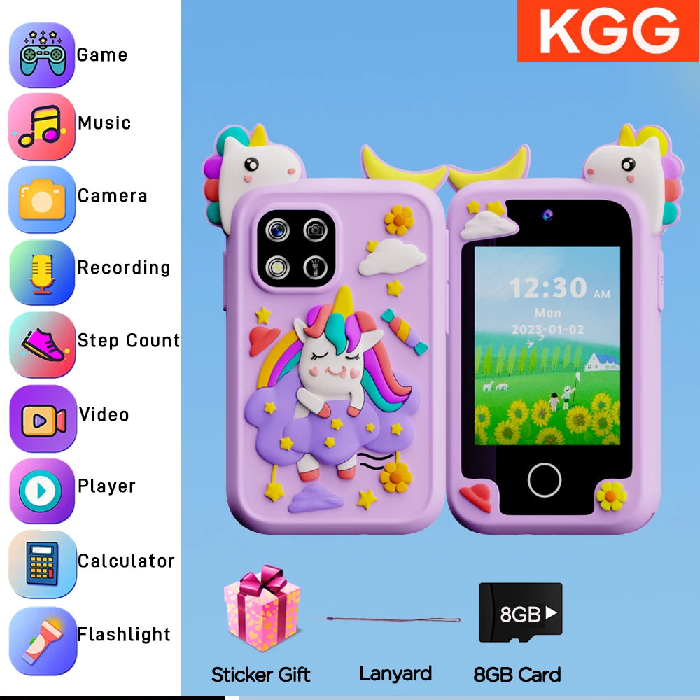 Kids Smart Phone 8GB 2.8'' Stories Music Camera Video Habit Tracking Baby Mobile Mini Toy Phone Educational Learning Tools Gifts