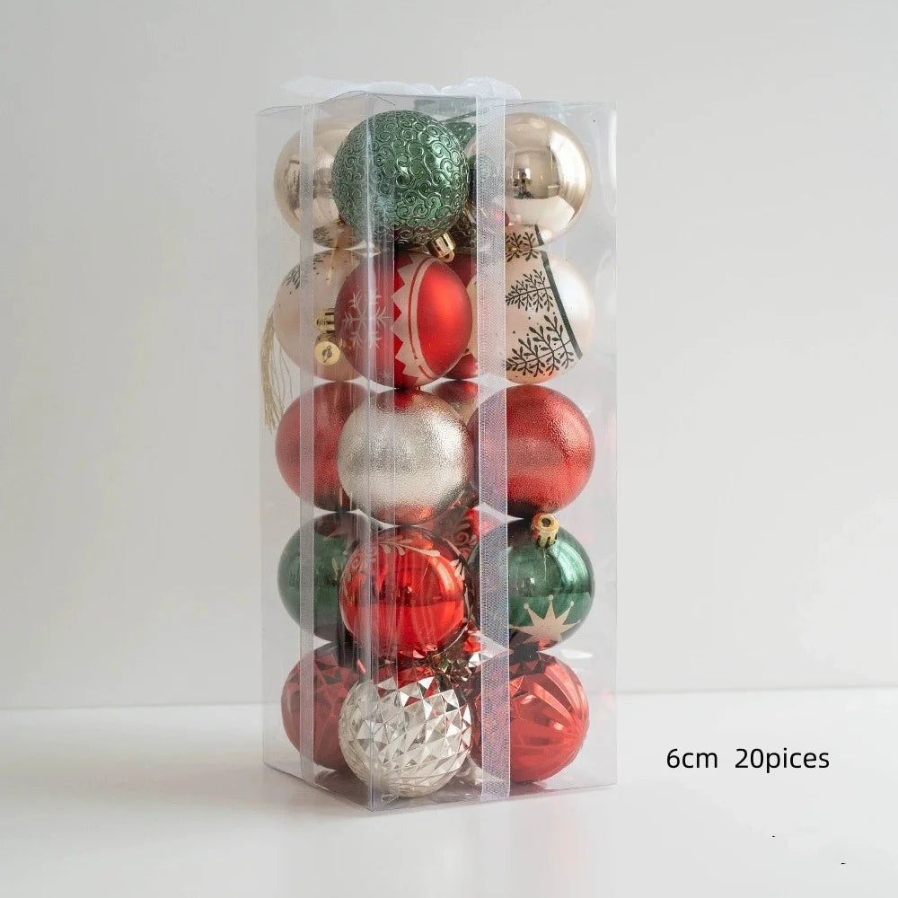6/16/20pcs Romantic Christmas Painted Ball Set Reusable Elegant Heart Shaped Hanging Balls Shatterproof Christmas Tree Ornaments