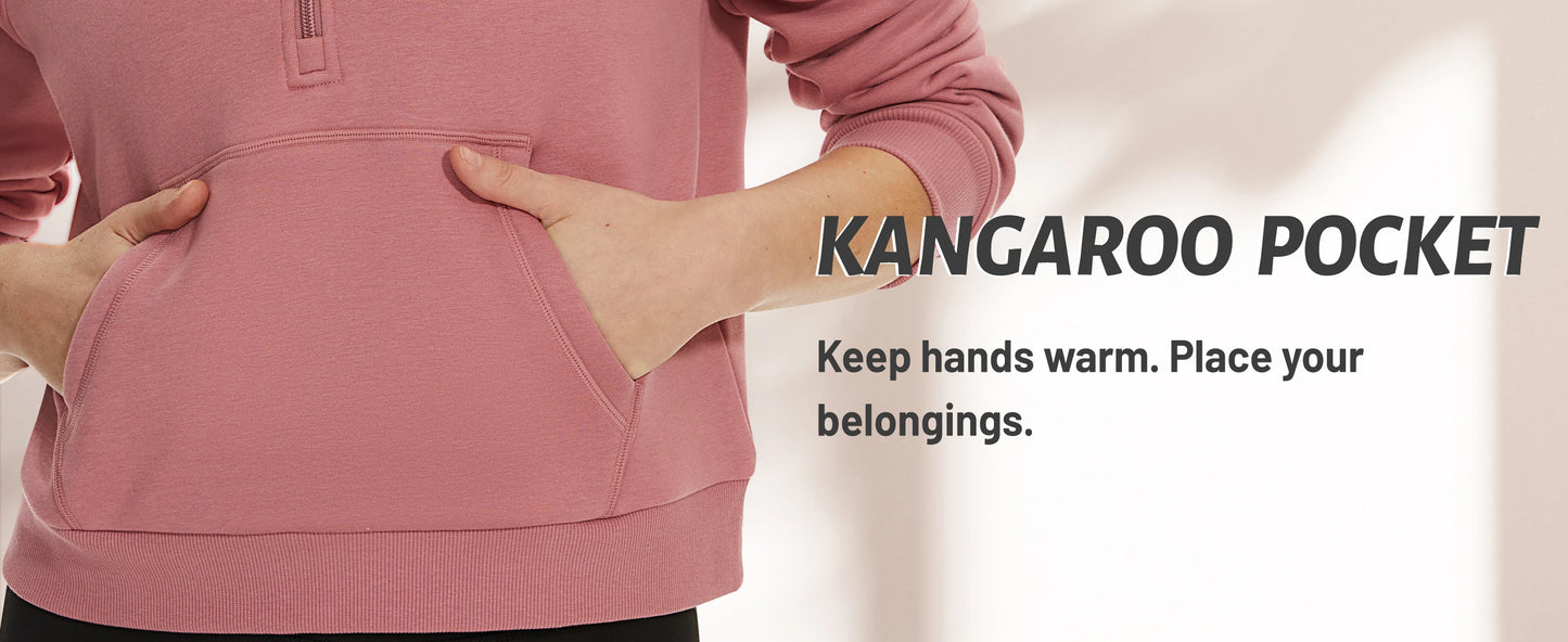 TACVASEN Winter Half Zip Hooded Cotton Pullover Womens Fleece Lined Warm Sweatshirt Thermal Lightweight Outdoor Casual Crop Tops