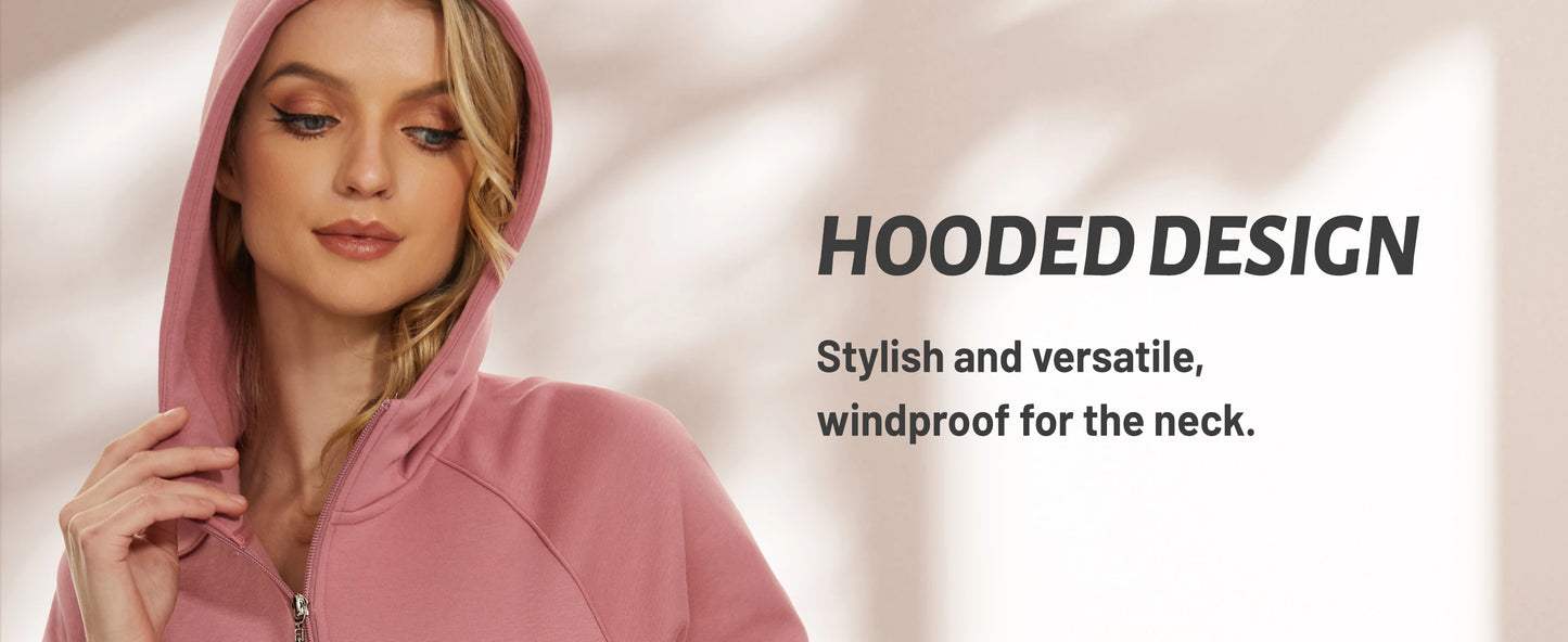 TACVASEN Winter Half Zip Hooded Cotton Pullover Womens Fleece Lined Warm Sweatshirt Thermal Lightweight Outdoor Casual Crop Tops