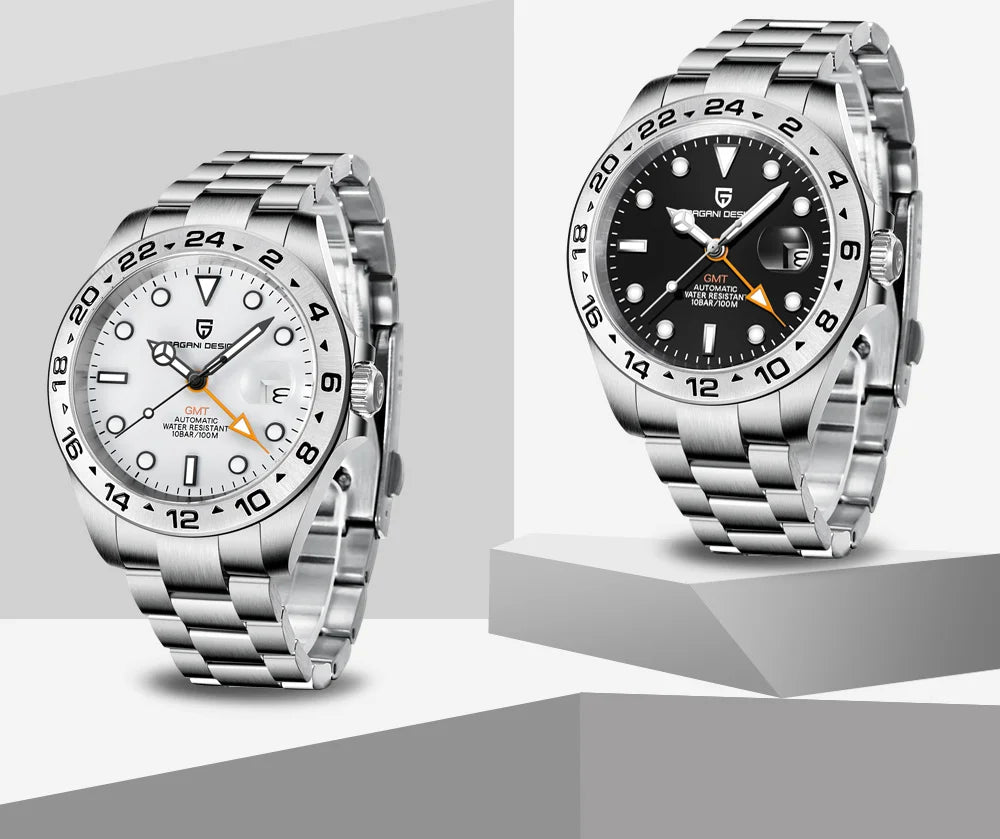 PAGANI DESIGN 2024 New V2 GMT Automatic Men's Auto Mechanical Watch Stainless Steel 10bar Waterproof Reloj Hombre