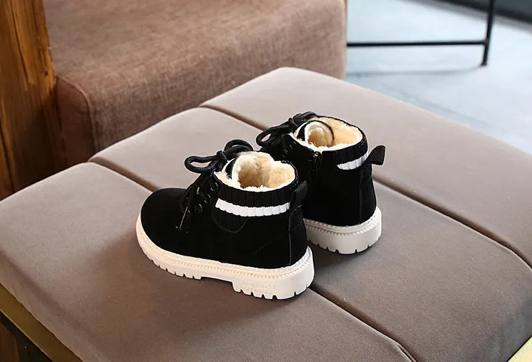 Children's Ankle Boots for Little Kids Toddlers Snow Boots Vintage Warm Cotton Short Boots Boys Girls Fashion Winter Boots Zip