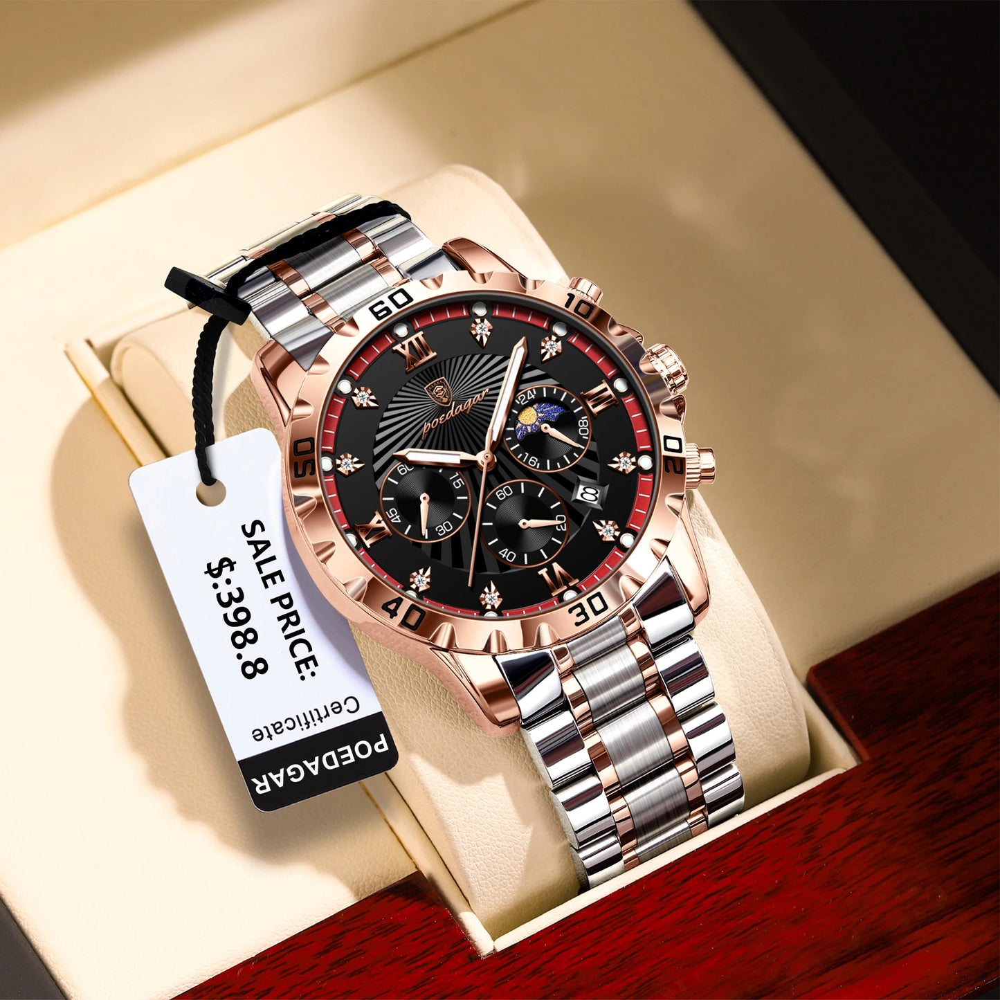 POEDAGAR Luxury Sports Watches For Men Stainless Steel Chronograph Date Man Watch Waterproof Luminous Fashion Men's Quartz Watch