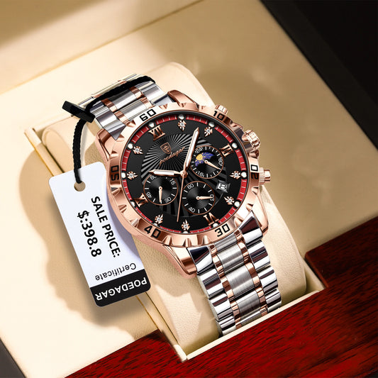 POEDAGAR Luxury Sports Watches For Men Stainless Steel Chronograph Date Man Watch Waterproof Luminous Fashion Men's Quartz Watch