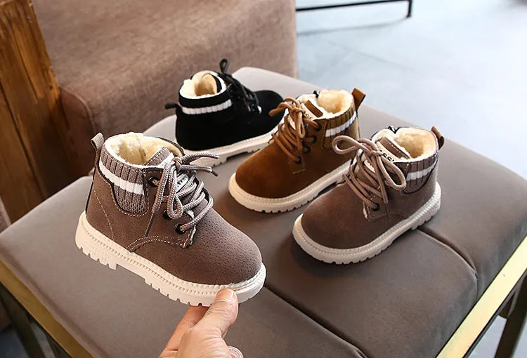 Children's Ankle Boots for Little Kids Toddlers Snow Boots Vintage Warm Cotton Short Boots Boys Girls Fashion Winter Boots Zip