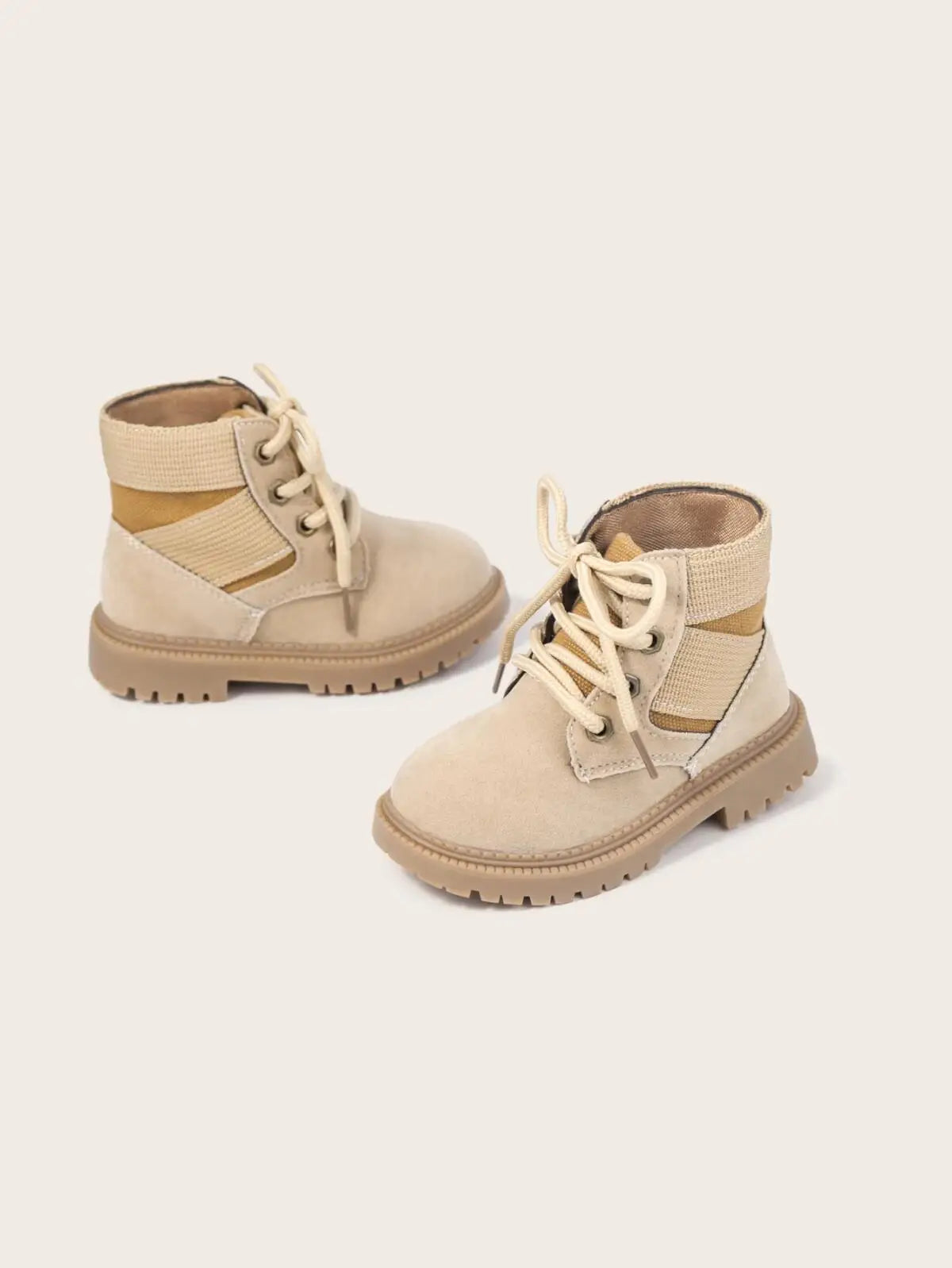 Four Seasons Children's Casual Booties Kids Fashion Design High-top Solid Color Lace-up Martin Boots Rubber Soft Anti-slip Sole