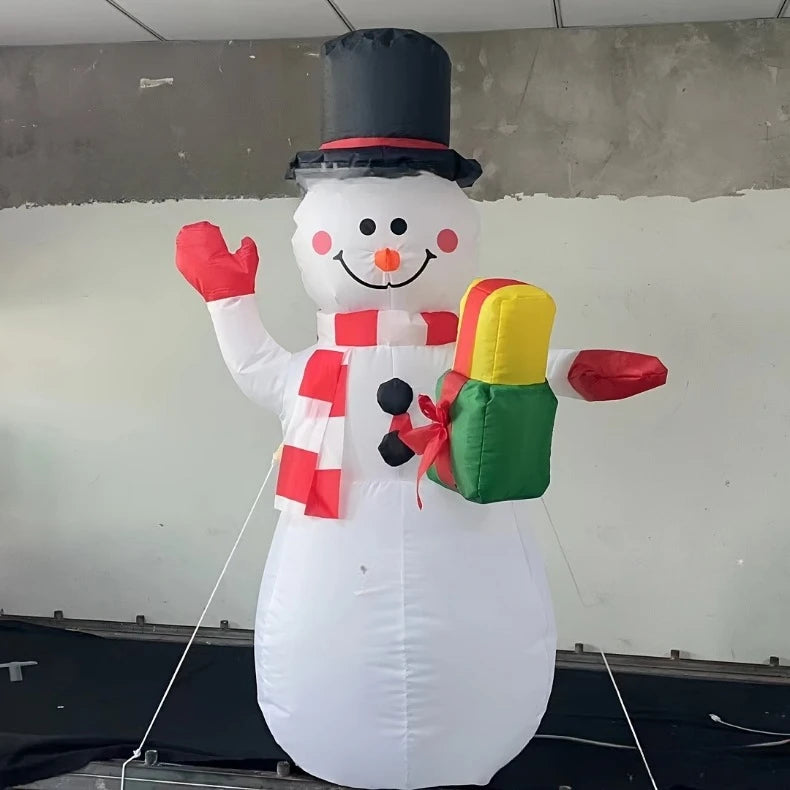 1.5m Christmas Inflatable Snowman Airblown Decor with LED Light Christmas Outdoor Courtyard Garden Doorway Ornaments Party Props