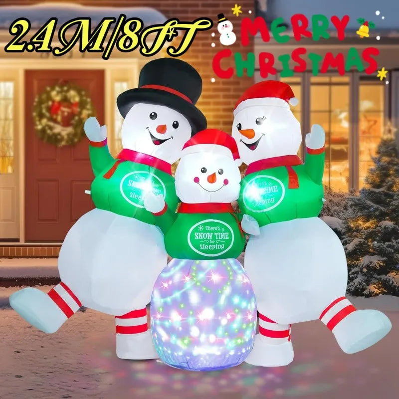 Christmas Decorations Gingerbread Man Snowman Arch Inflatable Toys Built-in LED Lights Model Party Xmas Holiday Decor Ornaments