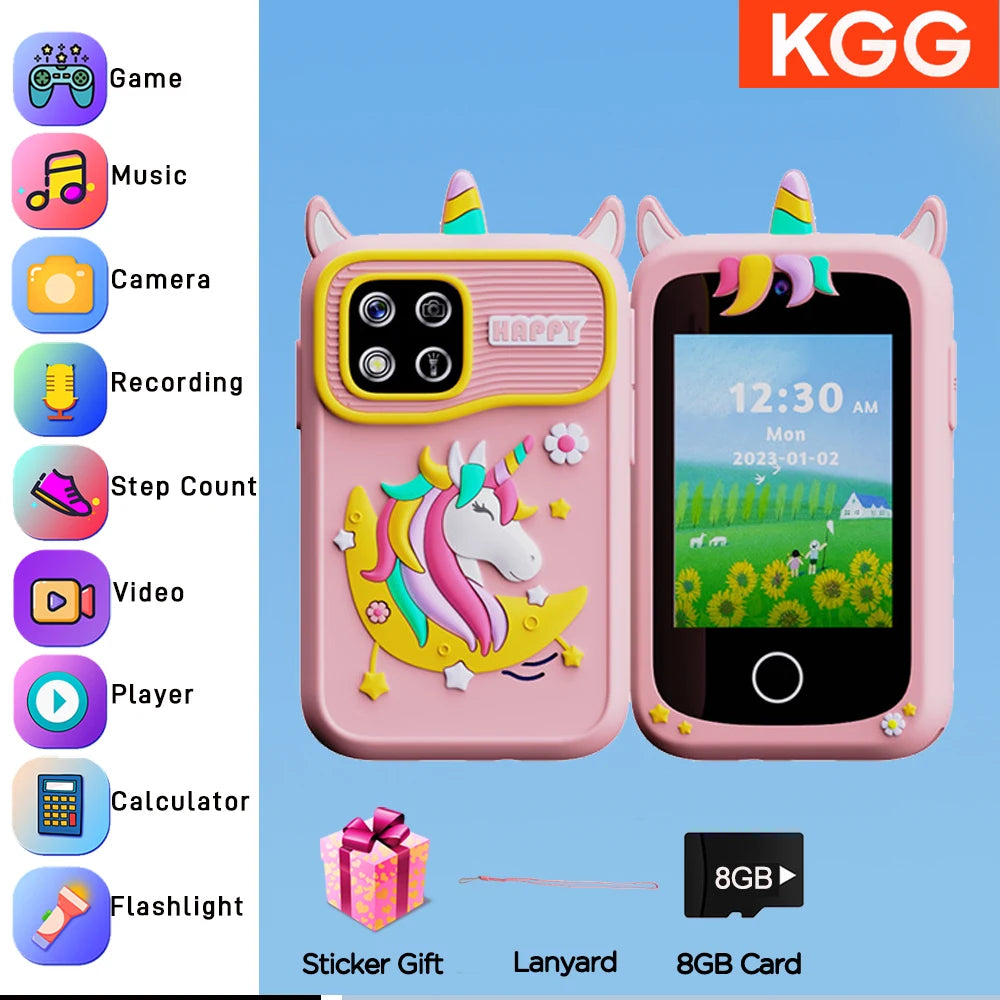 Kids Smart Phone 8GB 2.8'' Stories Music Camera Video Habit Tracking Baby Mobile Mini Toy Phone Educational Learning Tools Gifts