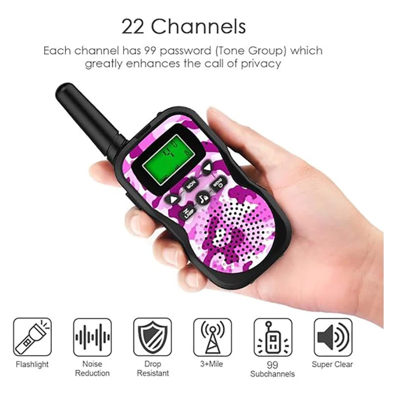Walkie Talkies for Kids, 22 Channels 2 Way Radio Toy 3 KM Range, Best Christmas Birthday Gifts for 3-12 Year Old Kids to Outside