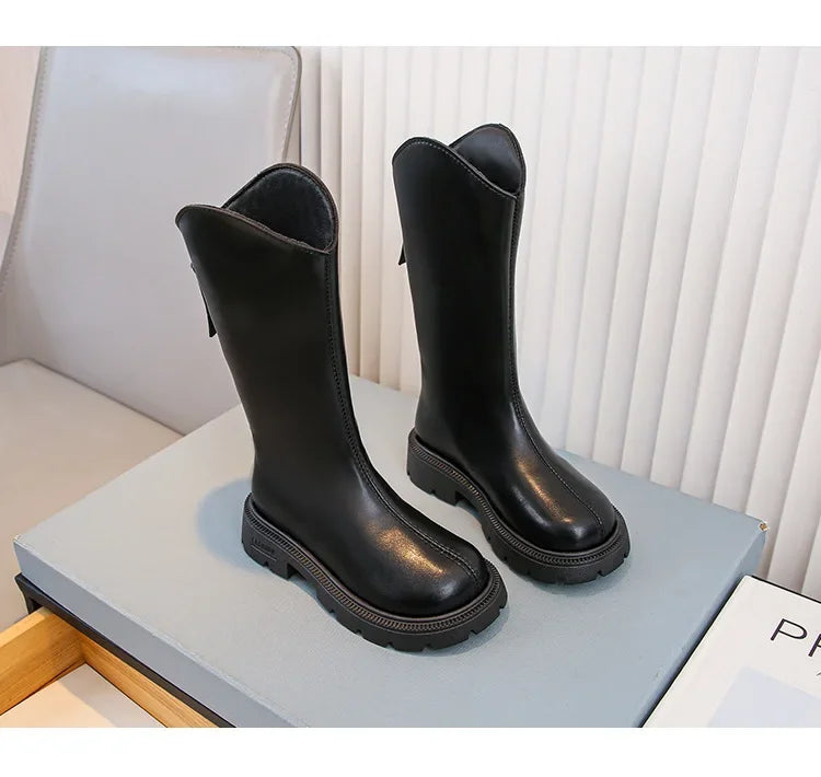Girls' long tube boots 2025 Autumn/Winter New Korean Fashion Knight Boots Plush Princess Boots Warm Two Cotton High tube Boots