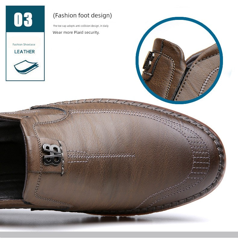 Men's Leather Shoes 2025 New Arrival Business Casual Shoes Genuine Leather Spring and Autumn Men's Shoes Soft Cowhide Gum-Rubber Outsole Middle-Aged Father Shoes