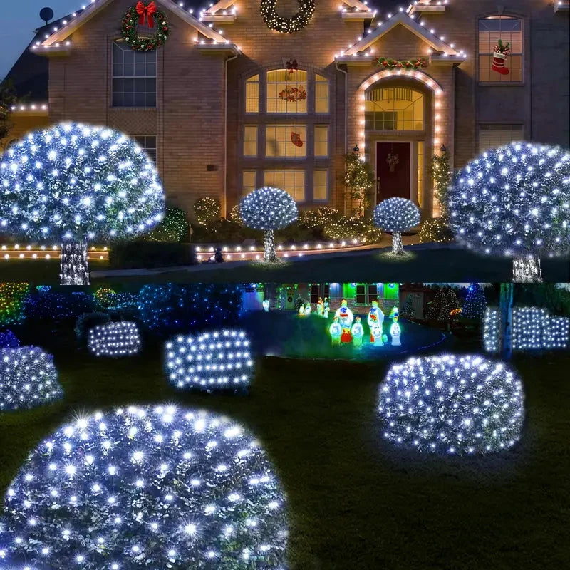 100/200LED Solar Powered LED Fairy Net Light Waterproof Fishing Mesh Lamp With 8 Lighting Modes for Outdoor Lawn Christmas Light