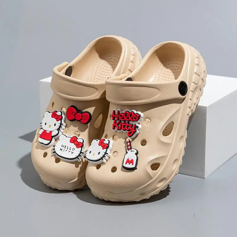 Sanrio Hello Kitty Girl Garden Shoes Sandal Beach Shoes Cartoon Anime Summer Slippers Fashion Nonslip Parentchild Soft Sole Shoe