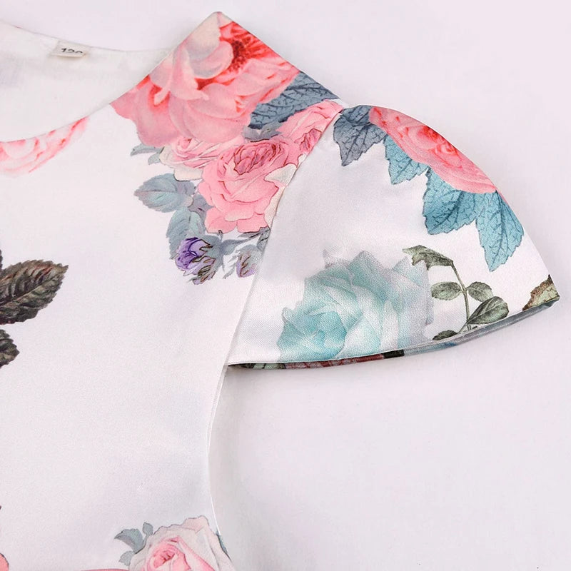 Seven Colours Flowers Girls Dress Summer Big Bow Fashion Christmas Princess Dress Birthday Party Gift 2-10 Years Kids Clothes