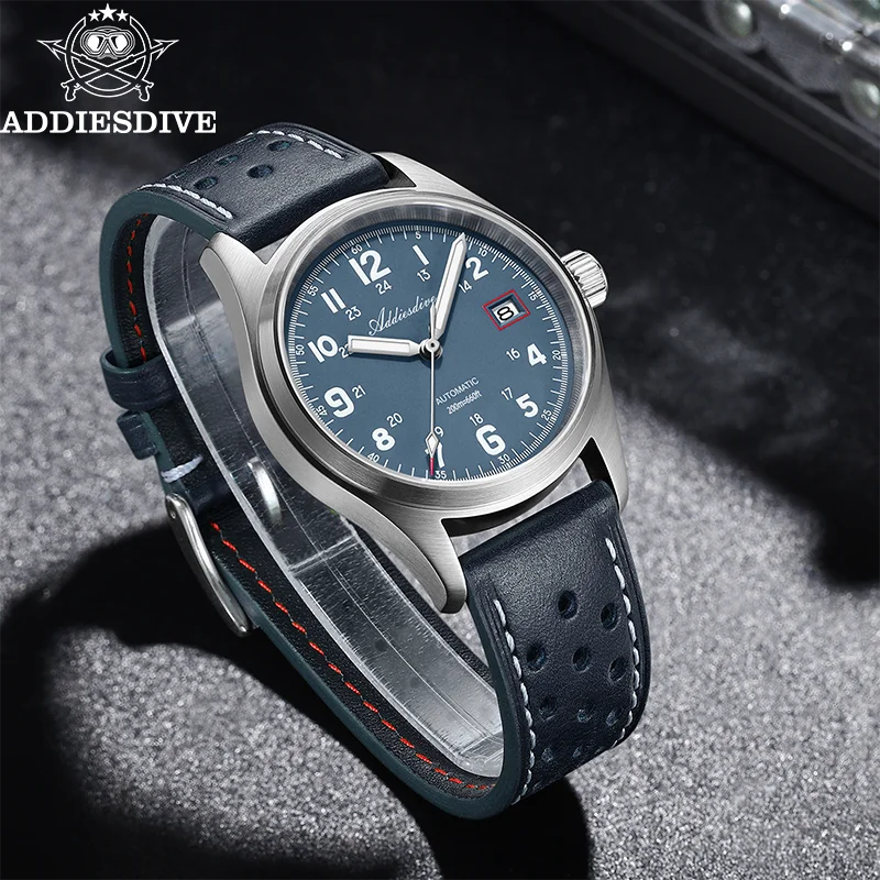 ADDIESDIVE Mechanical Watches New AD2070  Leather Strap BGW9 Super Luminous Sapphire 39mm Watches 20Bar Waterproof Reloj Hombre