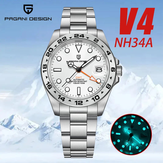 PAGANI DESIGN Luxur GMT Automatic Mechanical Men's Adventurer Watch PD1762 NH34 Stainless Steel Sapphire Waterproof reloj hombre