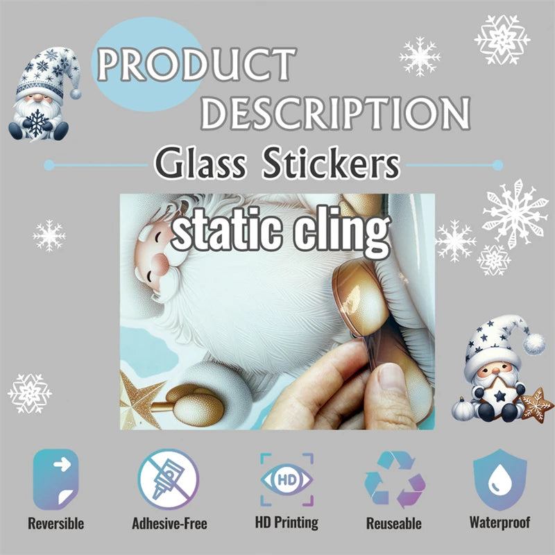 Christmas Snowman Snowflake Stickers Glass Window Decoration Stickers New Year Decoration 2025 Electrostatic Christmas Sticker