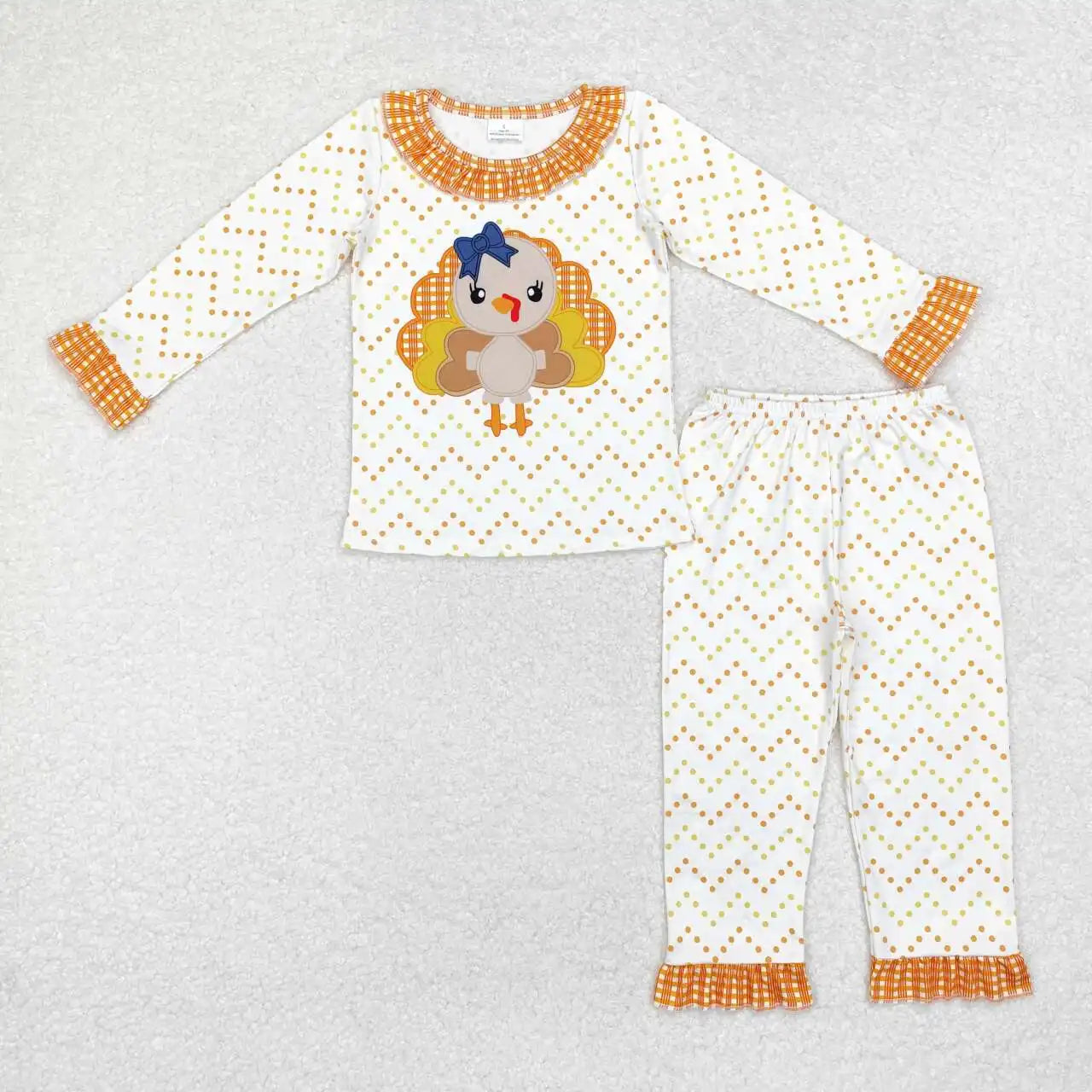 NEW RTS Christmas wholesale girls pajamas set bow pattern bamboo baby girls holiday pajamas clothing