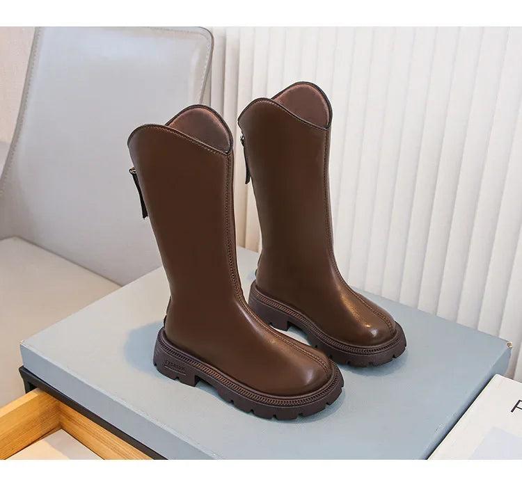 Girls' long tube boots 2025 Autumn/Winter New Korean Fashion Knight Boots Plush Princess Boots Warm Two Cotton High tube Boots