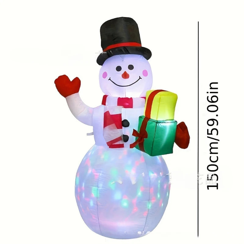 1.5m Christmas Inflatable Snowman Airblown Decor with LED Light Christmas Outdoor Courtyard Garden Doorway Ornaments Party Props