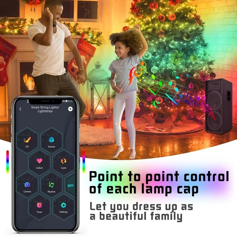 LED Fairy Light Phone App Remote Control WS2812B RGB LED String DIY Smart IC Addressable Dreamcolor Garden Party Christmas Decor