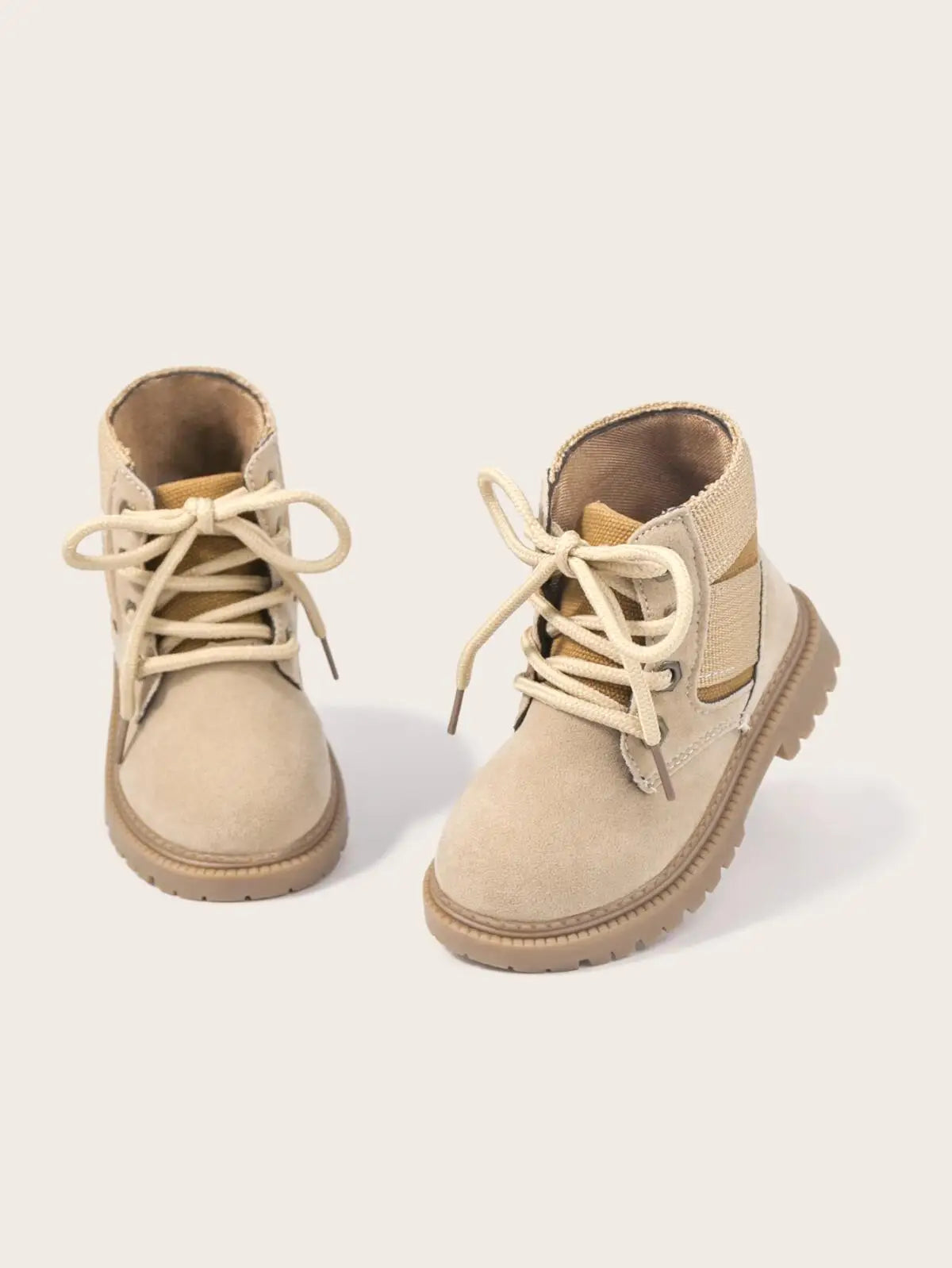 Four Seasons Children's Casual Booties Kids Fashion Design High-top Solid Color Lace-up Martin Boots Rubber Soft Anti-slip Sole