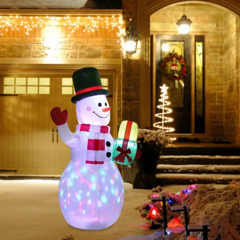 1.5m Christmas Inflatable Snowman Airblown Decor with LED Light Christmas Outdoor Courtyard Garden Doorway Ornaments Party Props