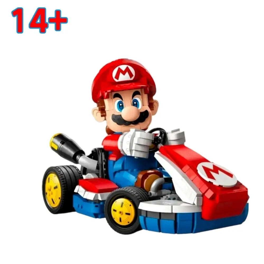 MINISO Plumber Building Blocks Standard Model Fit 72037 Kart Classic Game Racing Car Assembly Bricks Toys Christmas Gift